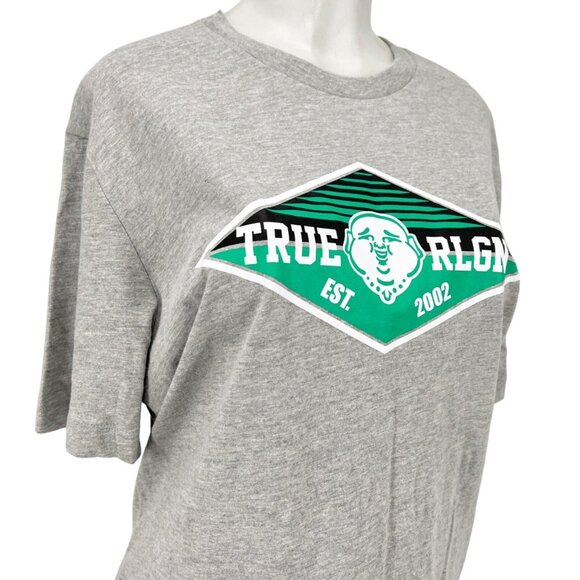 NEW True Religion Buddha Face Logo Short Sleeve Heather Grey T-shirt Size Large - Picture 5 of 12
